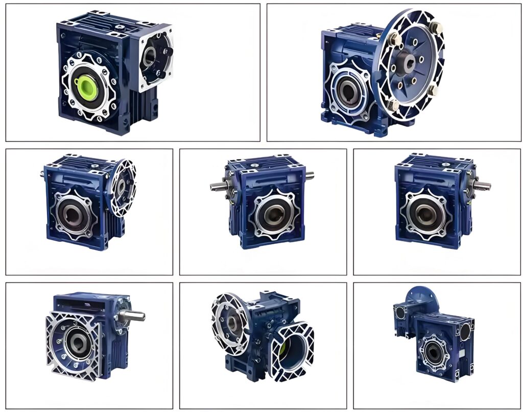 various NMRV reducer configurations input output flange motor options display
