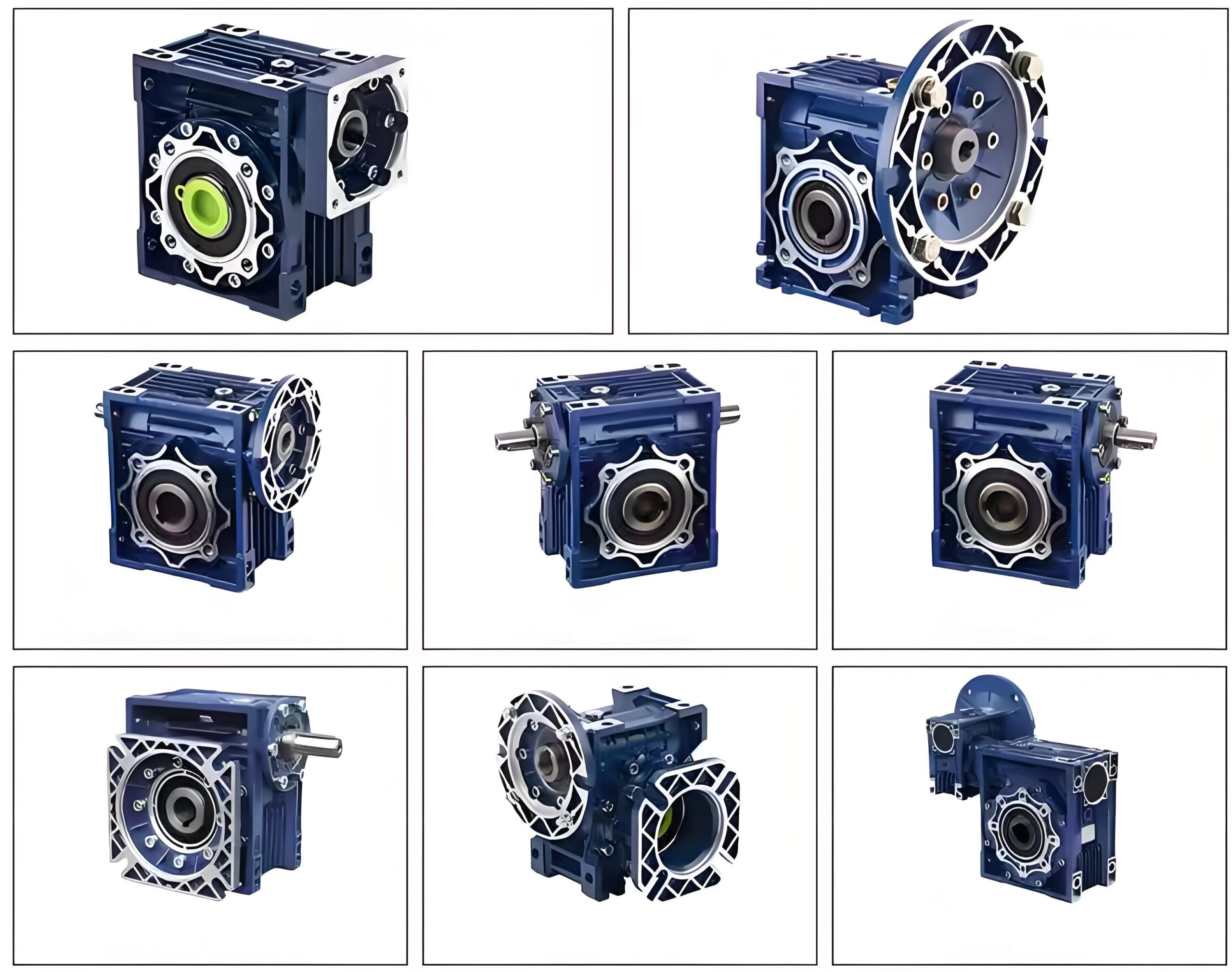 various NMRV reducer configurations input output flange motor options display scaled